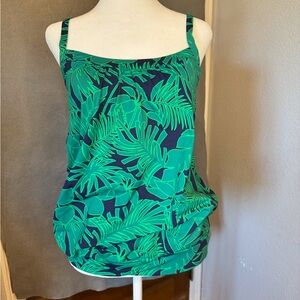 Lands' End Green Tankini Top. NWT